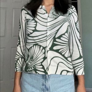 J Crew green and white cardigan